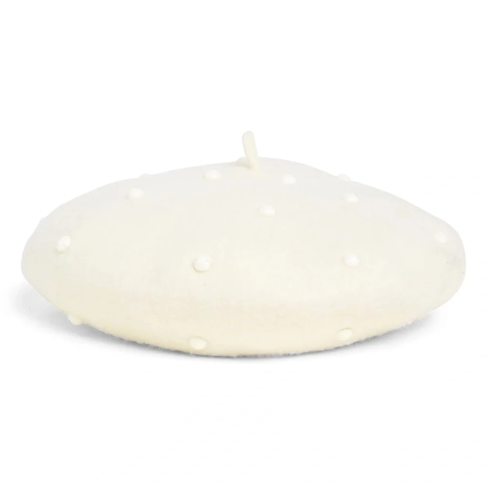 KATE SPADE Wool Beret w/ Pearls